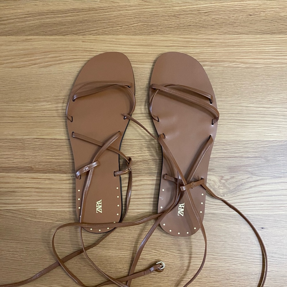ZARA Tied Strappy Flat Sandals